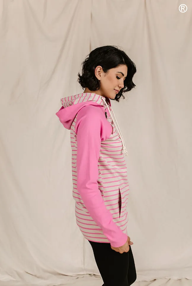 Ampersand Avenue Doublehood Sweatshirt - Flamingo Stripe