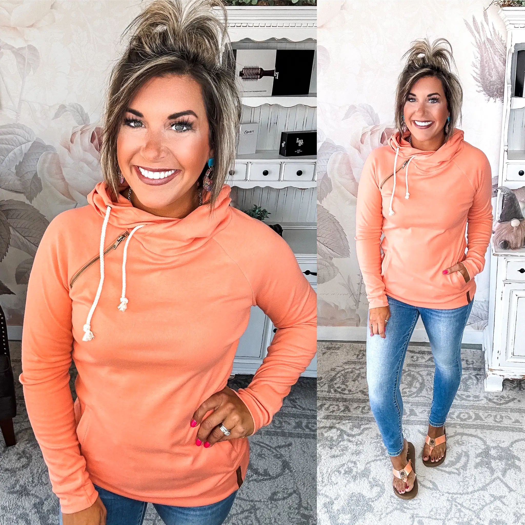 Ampersand Avenue - Doublehood Sweatshirt - Orange Peel