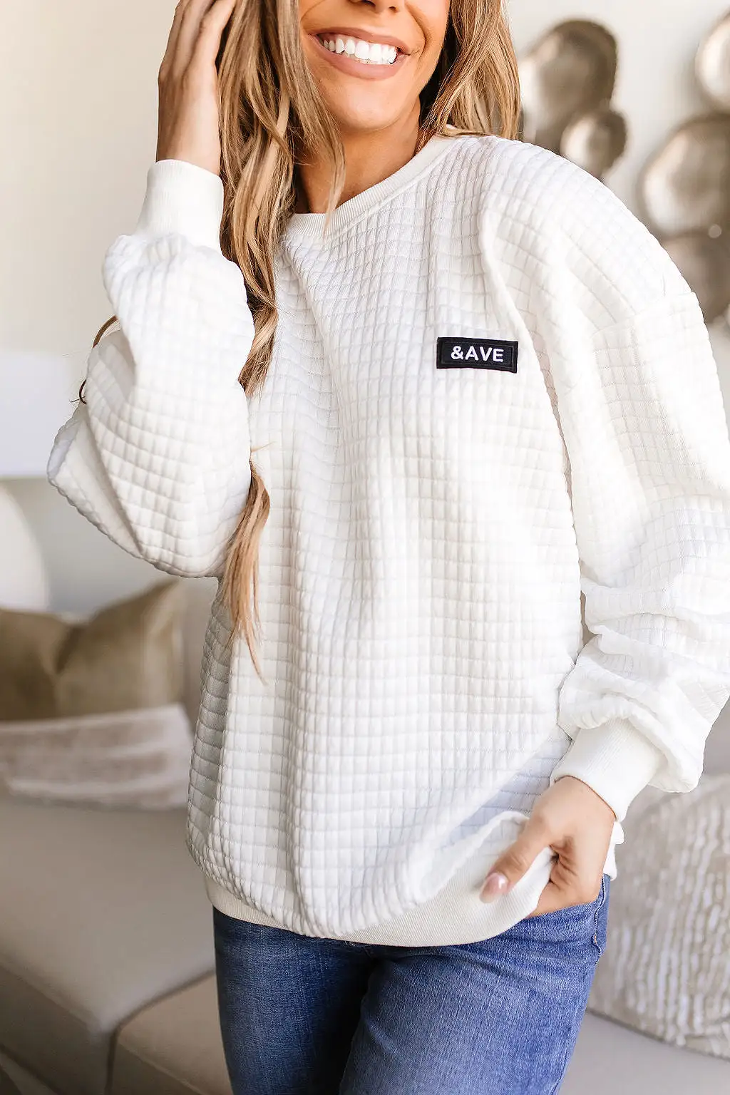 Ampersand Avenue Quilted Pullover - White &ave