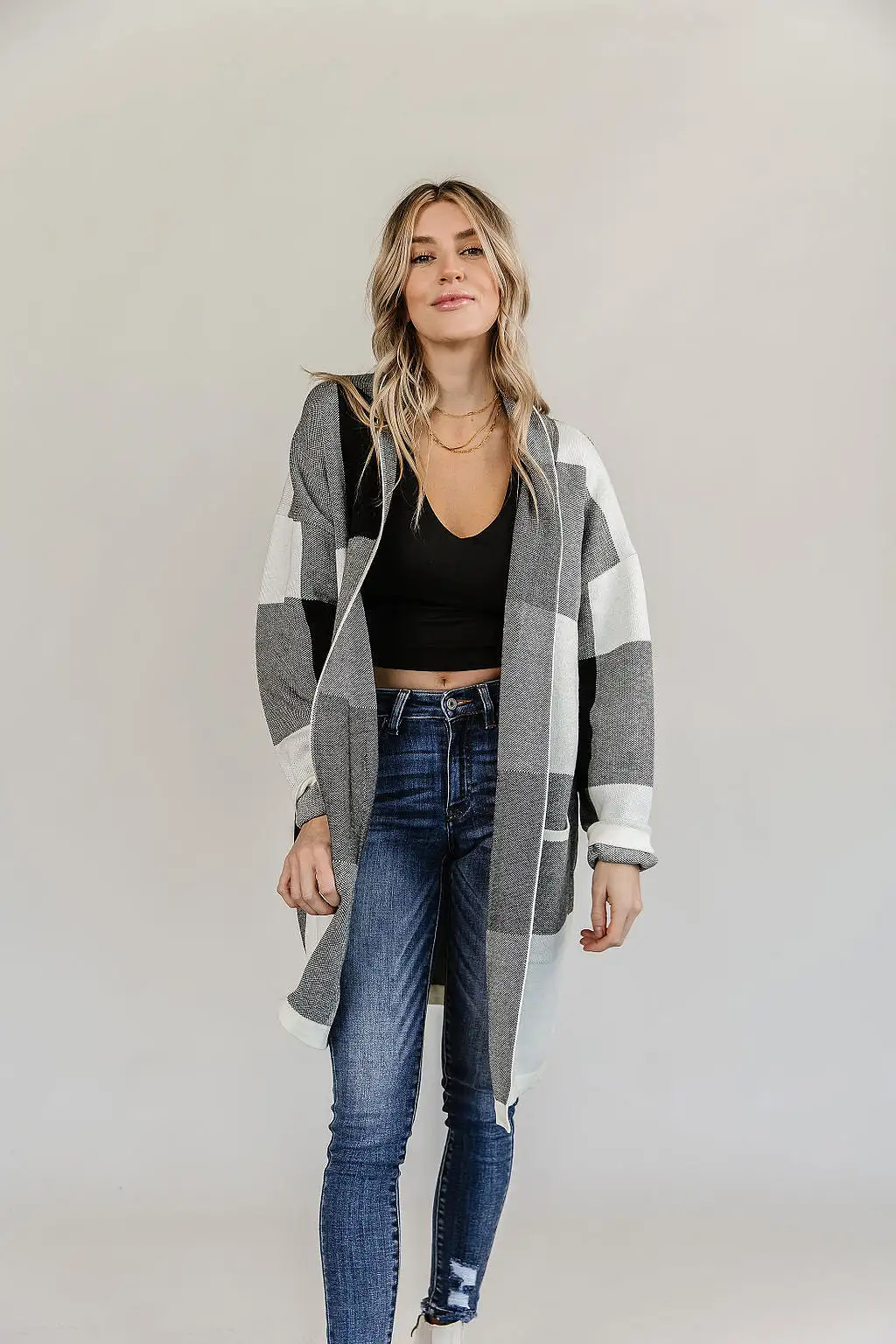 Ampersand Avenue - Windowpane Plaid Cardigan