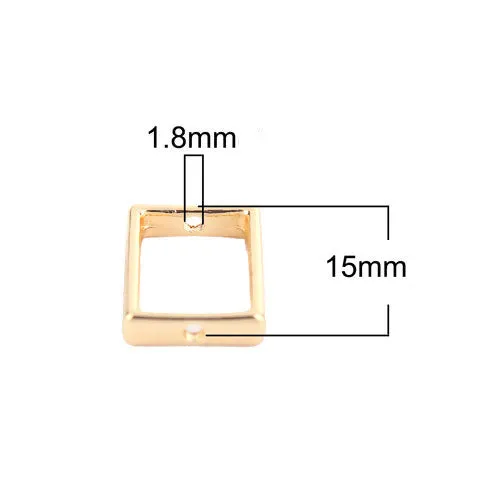 Bead Frames, Golden, Alloy, 15mm, Rectangle, Fits Up To 8mm Bead