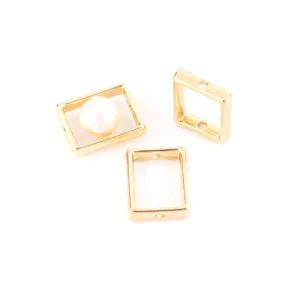 Bead Frames, Golden, Alloy, 15mm, Rectangle, Fits Up To 8mm Bead