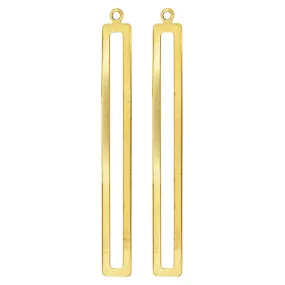 Beadable Open Wire Frame for Earrings or Pendants, Rectangle 57.5x26mm, Brass (2 Pieces)