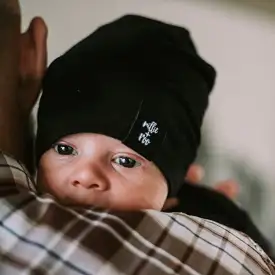 BEANIE- Solid Black Stretch French Terry