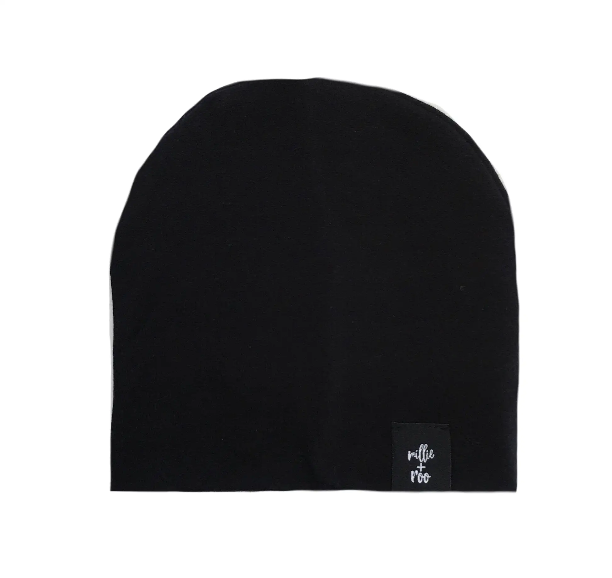 BEANIE- Solid Black Stretch French Terry