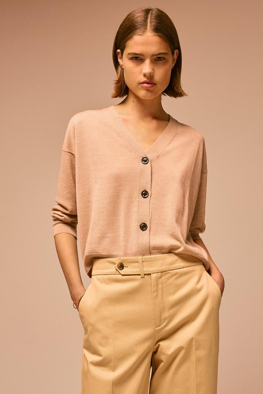 Beige Idem Merino Cardigan