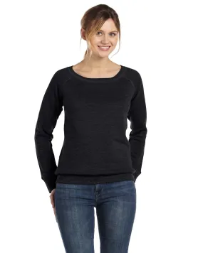 Bella + Canvas Ladies Sponge Fleece Wide Neck Sweatshirt 7501 Black