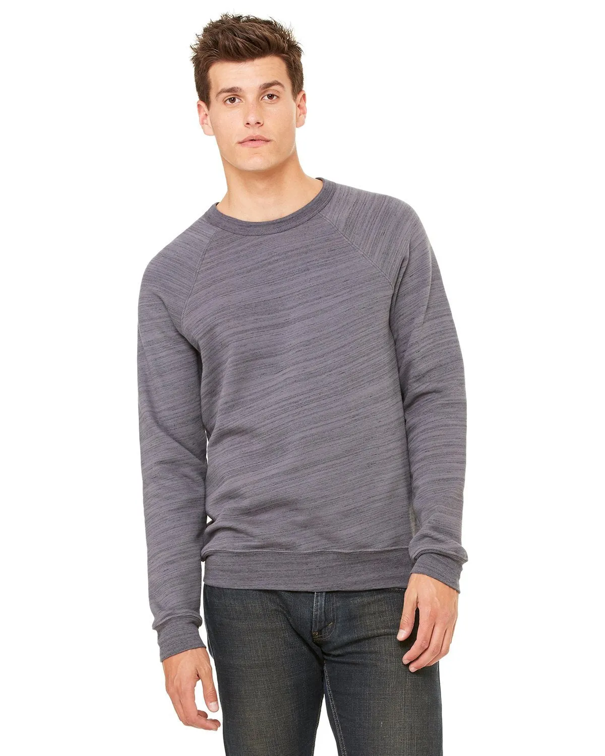 Bella + Canvas Unisex Sponge Fleece Crewneck Sweatshirt 3901 Dk Gry Mrble Flc