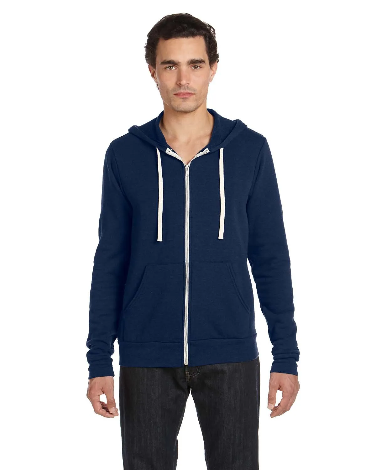 Bella + Canvas Unisex Triblend Sponge Fleece Full-Zip Hoodie 3909 Navy Triblend