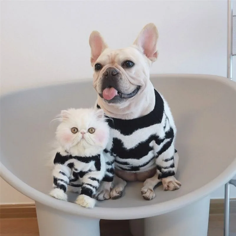 Black and White Fur Sweater for Dogs and Cats | Petiboo