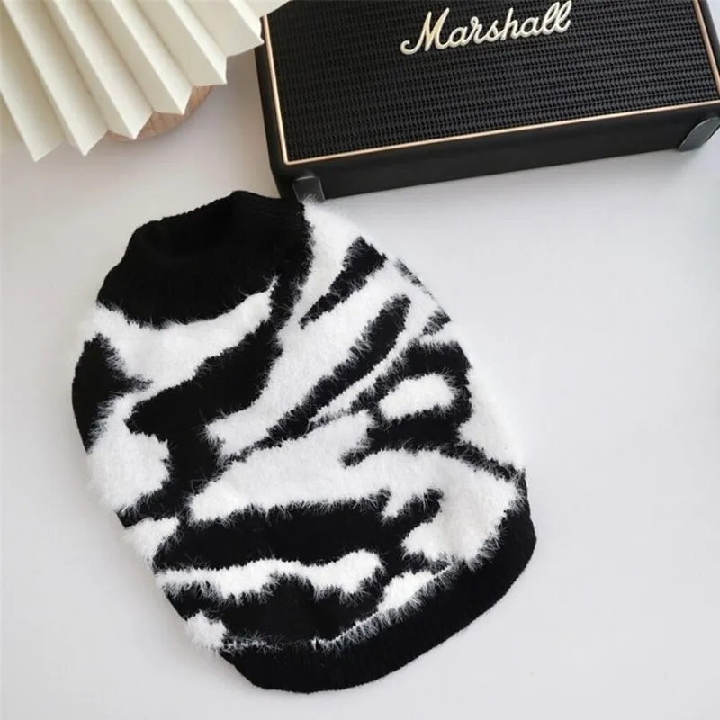 Black and White Fur Sweater for Dogs and Cats | Petiboo