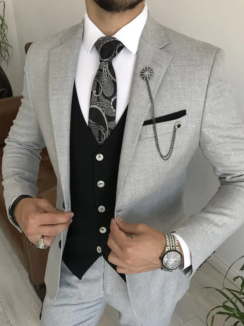 Bojoni Cagliari Grey Slim-Fit Suit 3-Piece