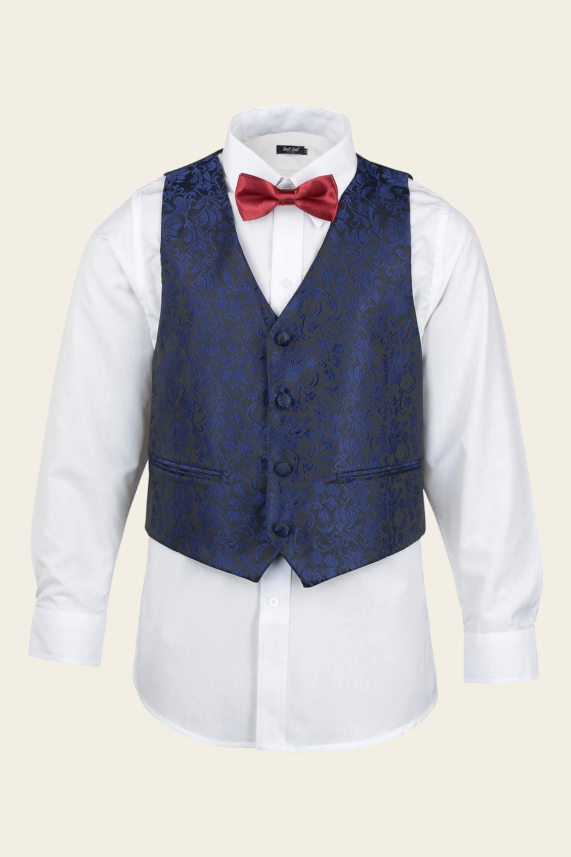 Boys Navy Embroidery Vest