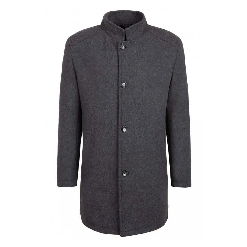 BUGATTI Speckled Wool Charcoal Coat | Menswear Online