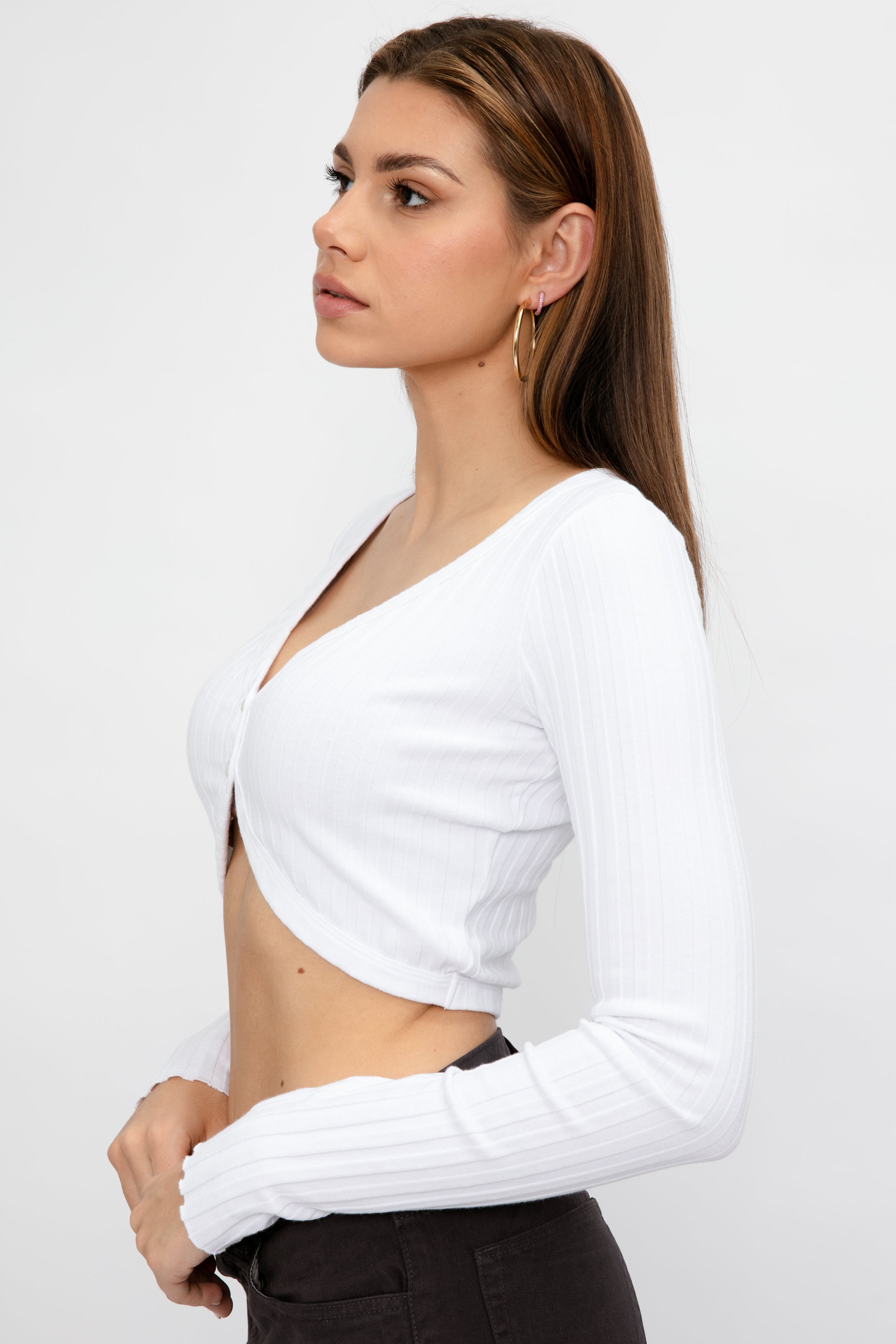 Capri Crop Cardigan in White