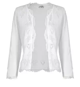 Chanel 06P 2006 Spring White Knit Lace Cardigan FR 44