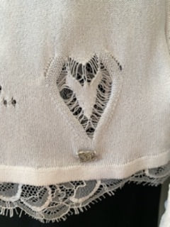 Chanel 06P 2006 Spring White Knit Lace Cardigan FR 44