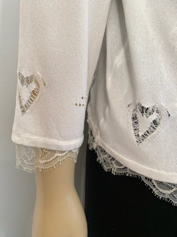 Chanel 06P 2006 Spring White Knit Lace Cardigan FR 44