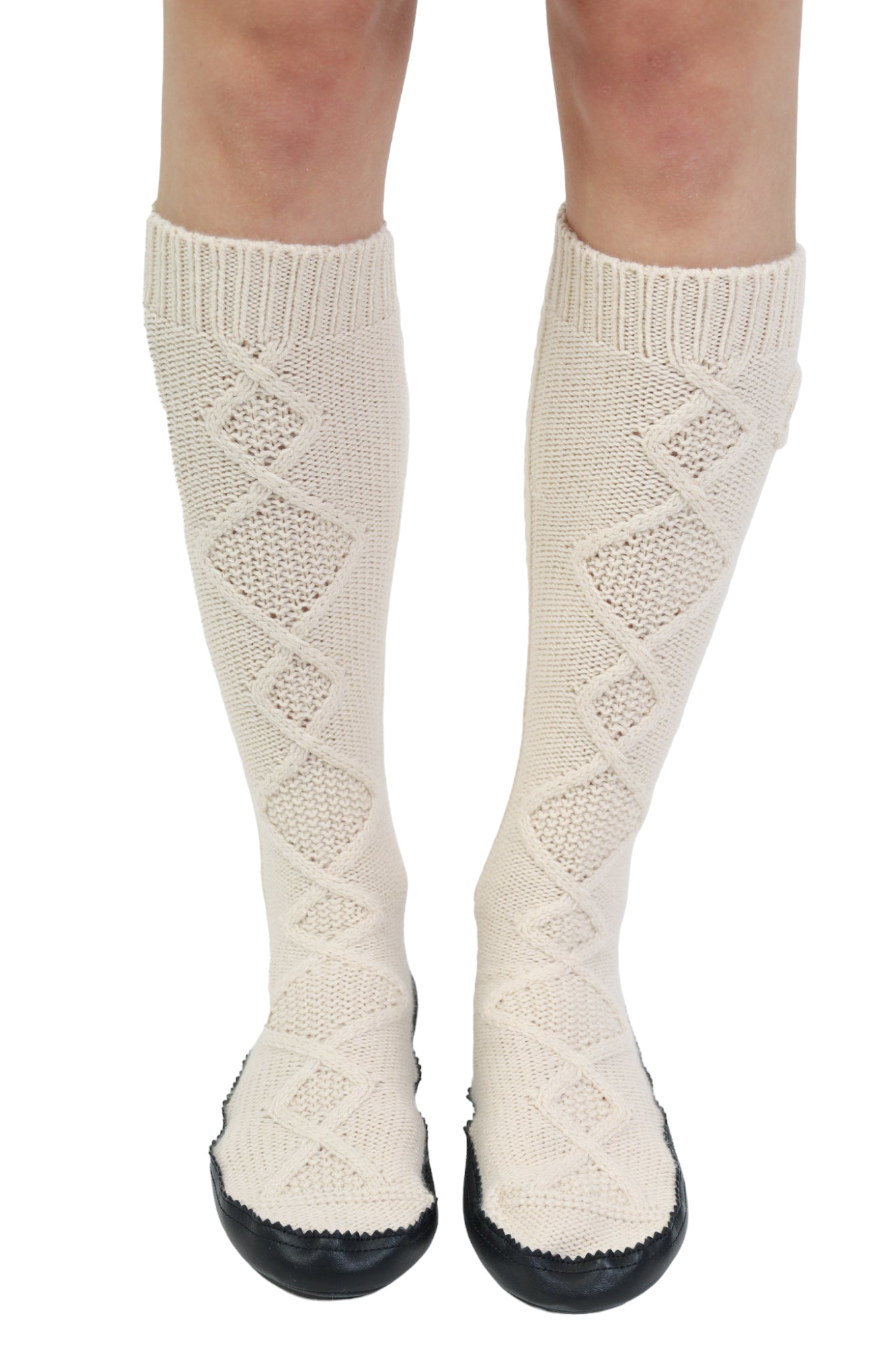 Chanel Cashmere Beige Socks with Leather Bottom