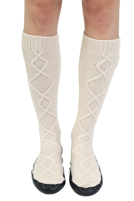 Chanel Cashmere Beige Socks with Leather Bottom