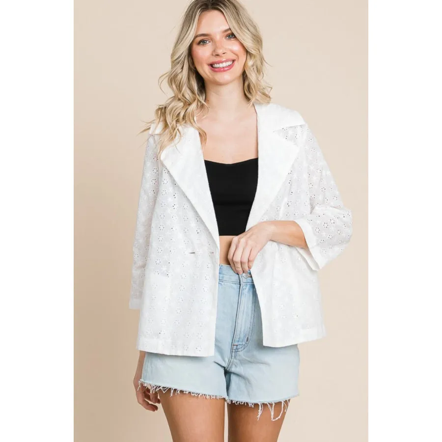 Culture Code Double Breasted Eyelet Jacket with Pockets