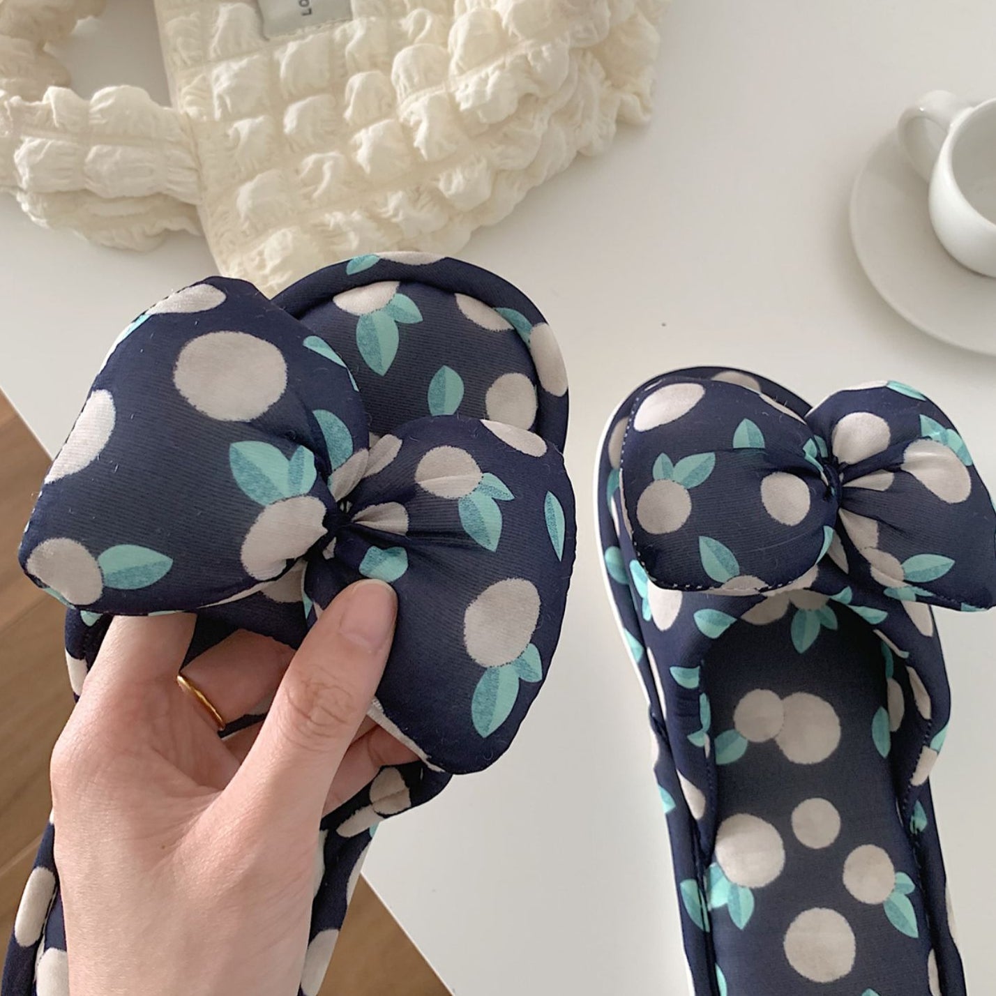 Cute Bow Soft Bottom Slippers