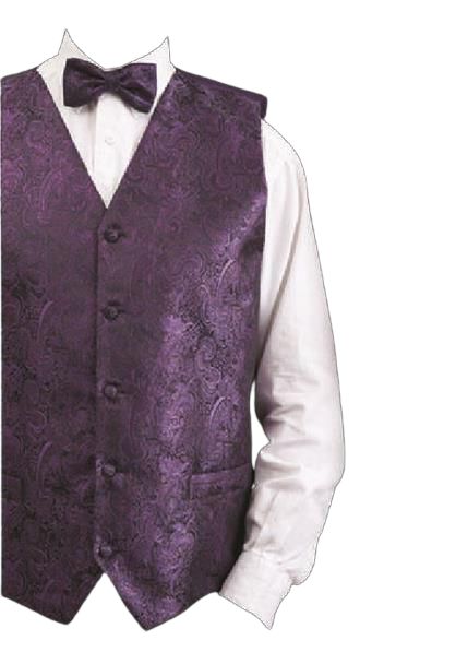 DANIEL ELLISSA METALLIC THREAD PAISLEY VEST SET VS809 PURPLE