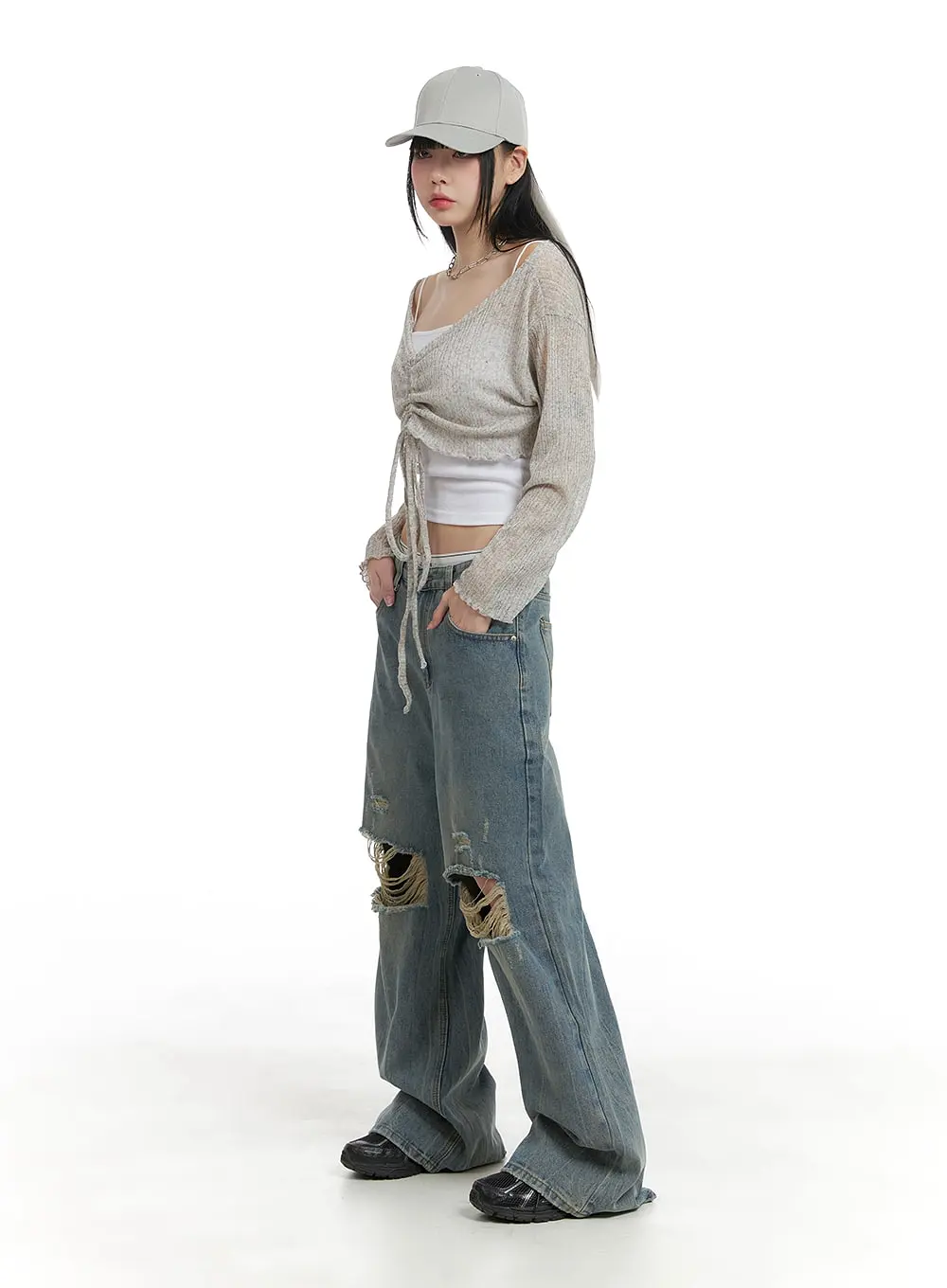 Destroyed Vintage Baggy Straight Jeans OM426