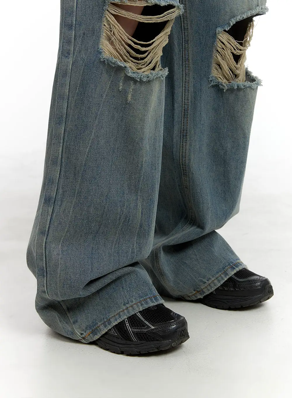 Destroyed Vintage Baggy Straight Jeans OM426