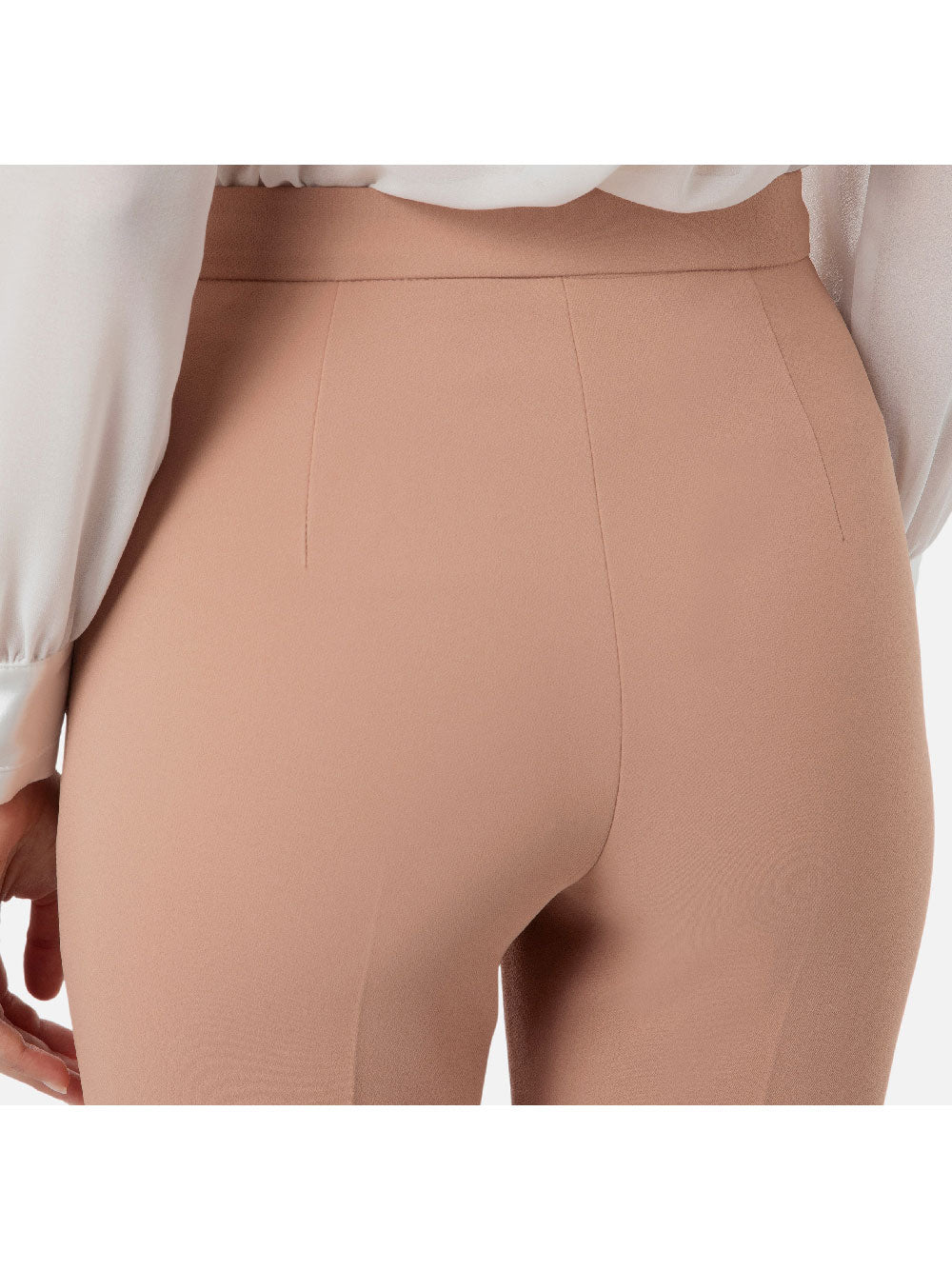 Elisabetta Franchi AI23-24 Pantalone Palazzo in Crêpe con Placche Logo Nudo