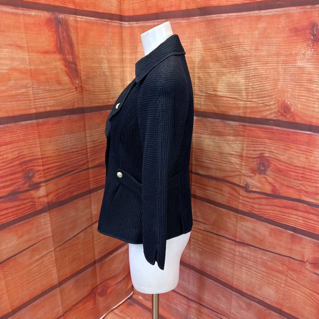 ELLEN TRACY BLUE TEXTURED JACKET SIZE 8 TCC