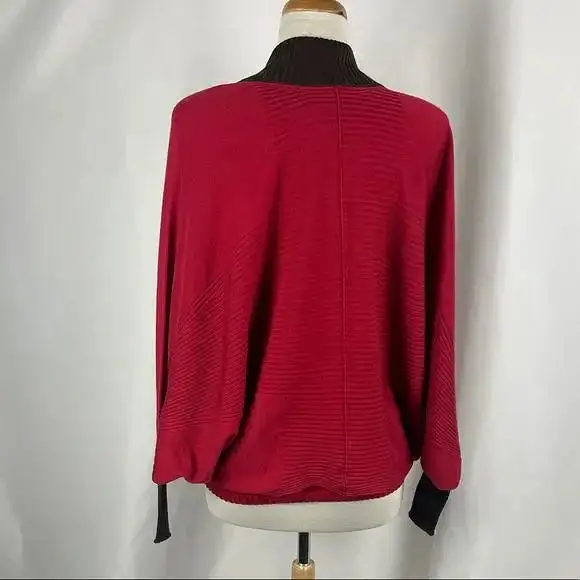 Escada Red with Brown Trim Cardigan with Red Trim