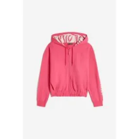 Felpa in french terry con zip e cappuccio donna Fucsia