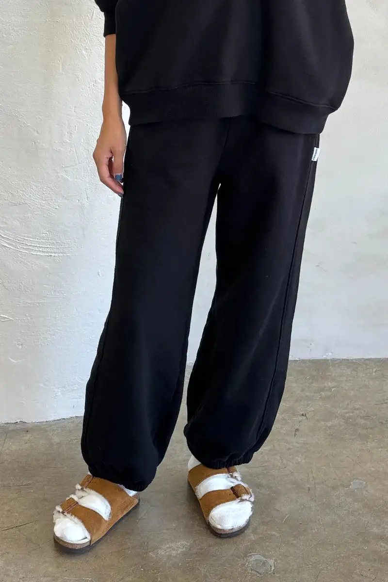 French Terry Balloon Pants - Black