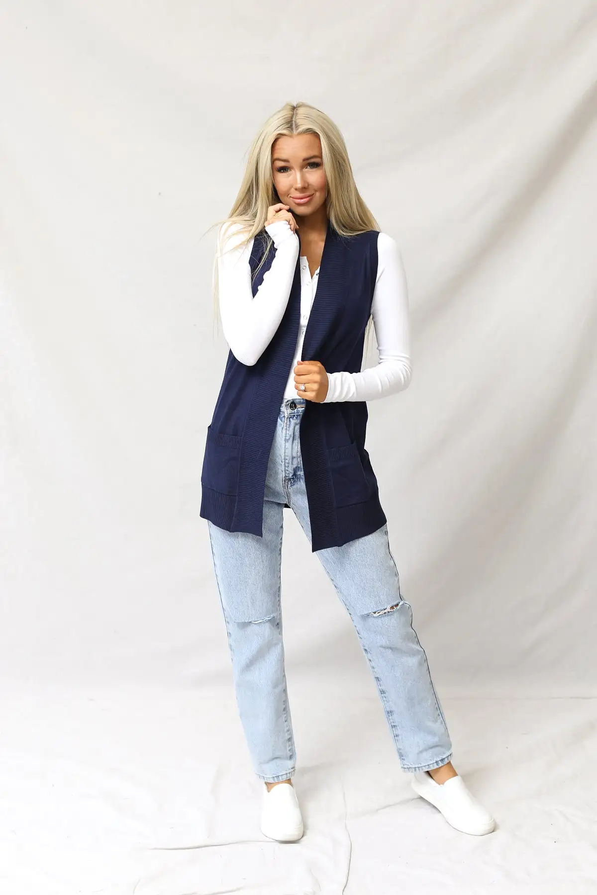 Gentry Open Front Sleeveless Cardigan