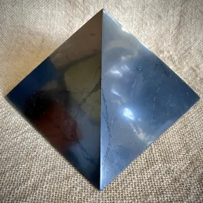 Genuine Shungite Pyramid, 6 Inch Base, Tiny Chip Bottom Corner