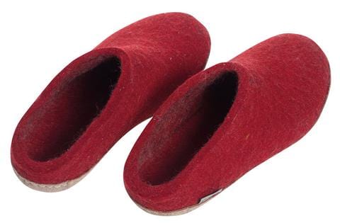 Glerups Red, Open-Heel Slippers with Leather bottom - B-08-00