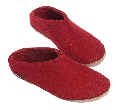 Glerups Red, Open-Heel Slippers with Leather bottom - B-08-00