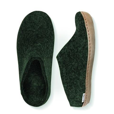 Glerups Slippers: Open-Heel, Forest Slipper with Leather Bottom - B-09-00