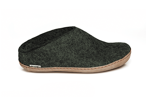 Glerups Slippers: Open-Heel, Forest Slipper with Leather Bottom - B-09-00