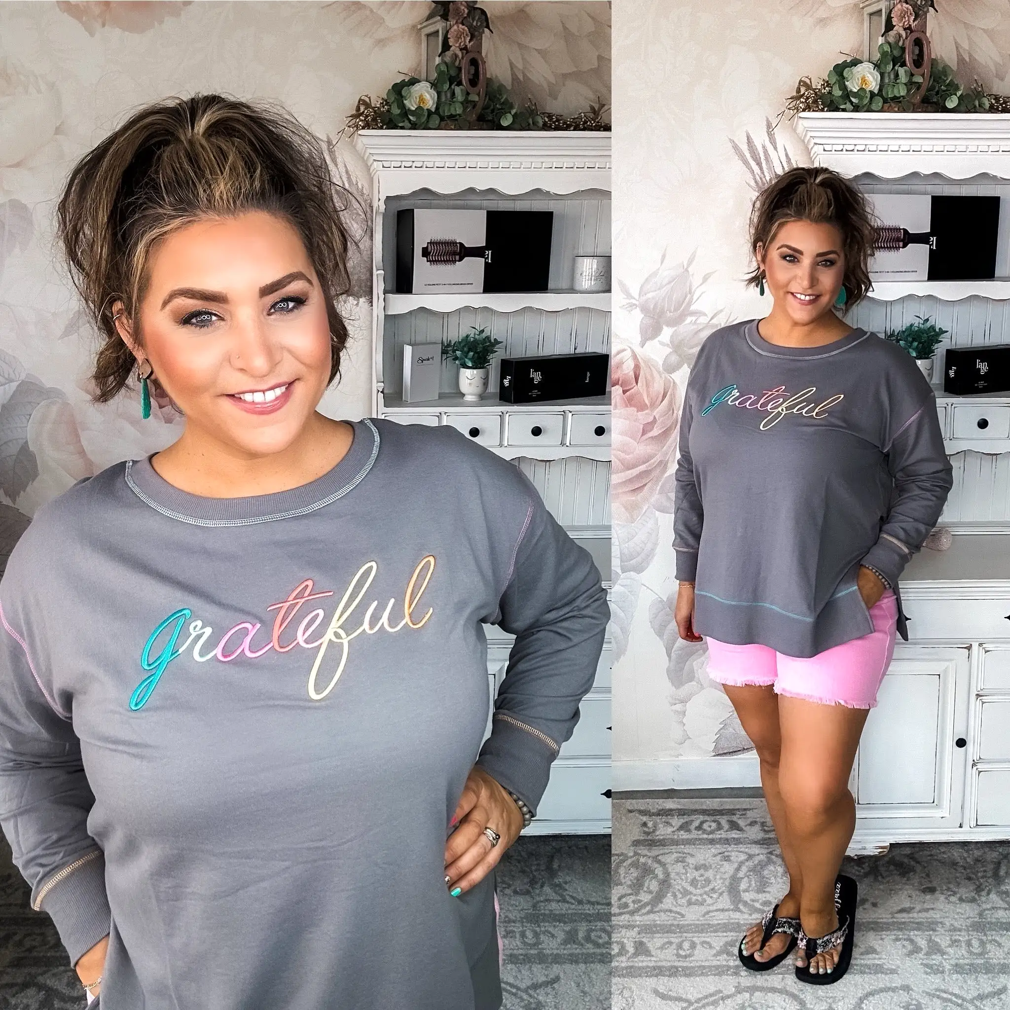 Grateful Embroidery Stitch Sweatshirt