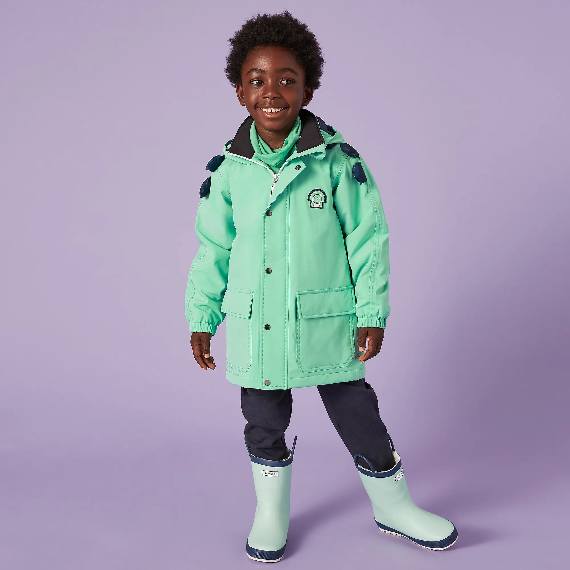 Green Spike The Dinosaur Waterproof Coat