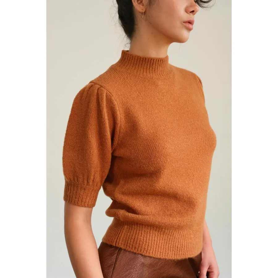 HYFVE Mock Neck Puff Sleeve Sweater