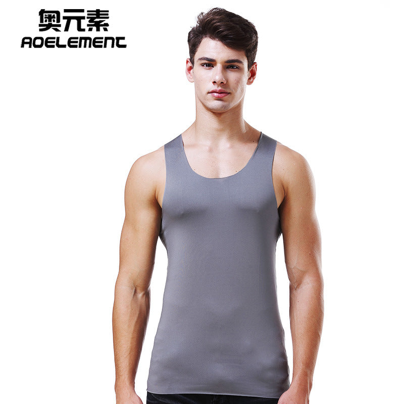 Ice silk seamless fitness summer slim tight men's vest