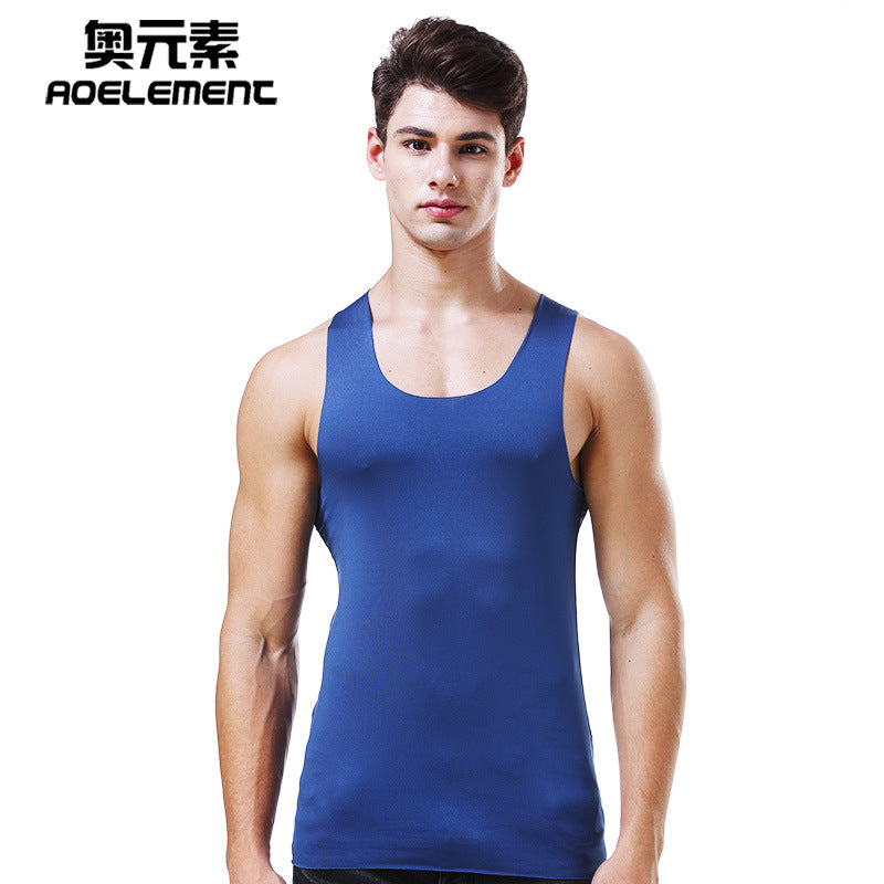 Ice silk seamless fitness summer slim tight men's vest