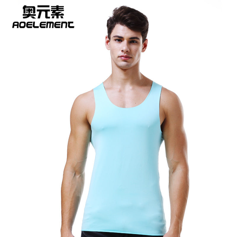 Ice silk seamless fitness summer slim tight men's vest