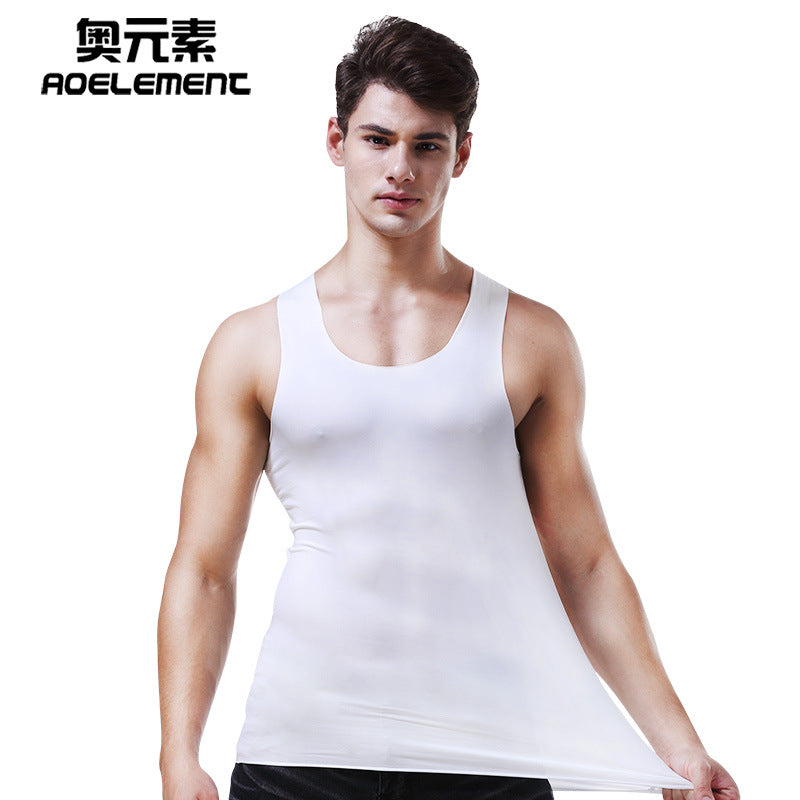 Ice silk seamless fitness summer slim tight men's vest