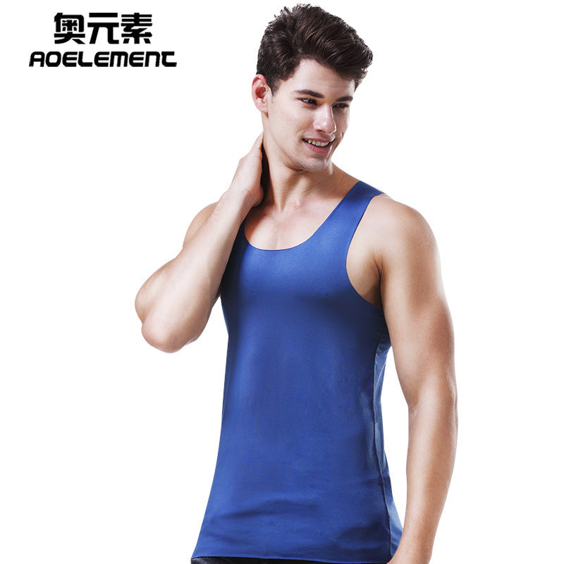 Ice silk seamless fitness summer slim tight men's vest