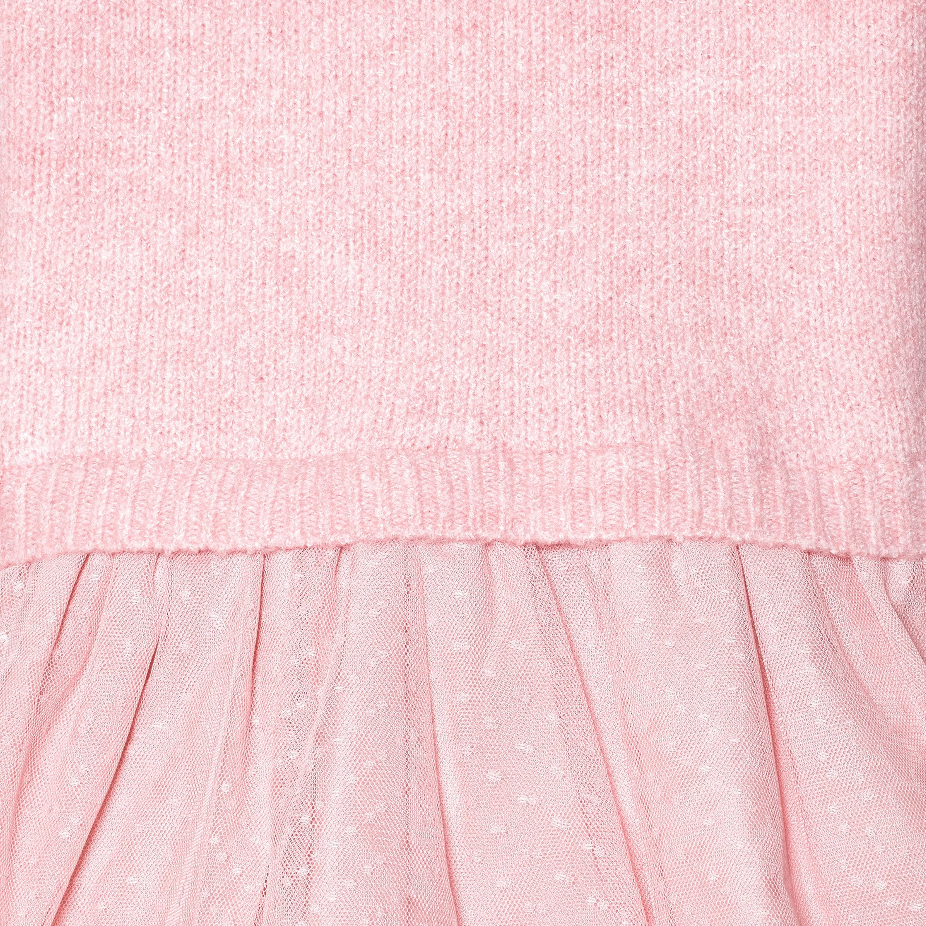 Infant & Toddler Girls Pink Sweater Dress With Tulle Skirt