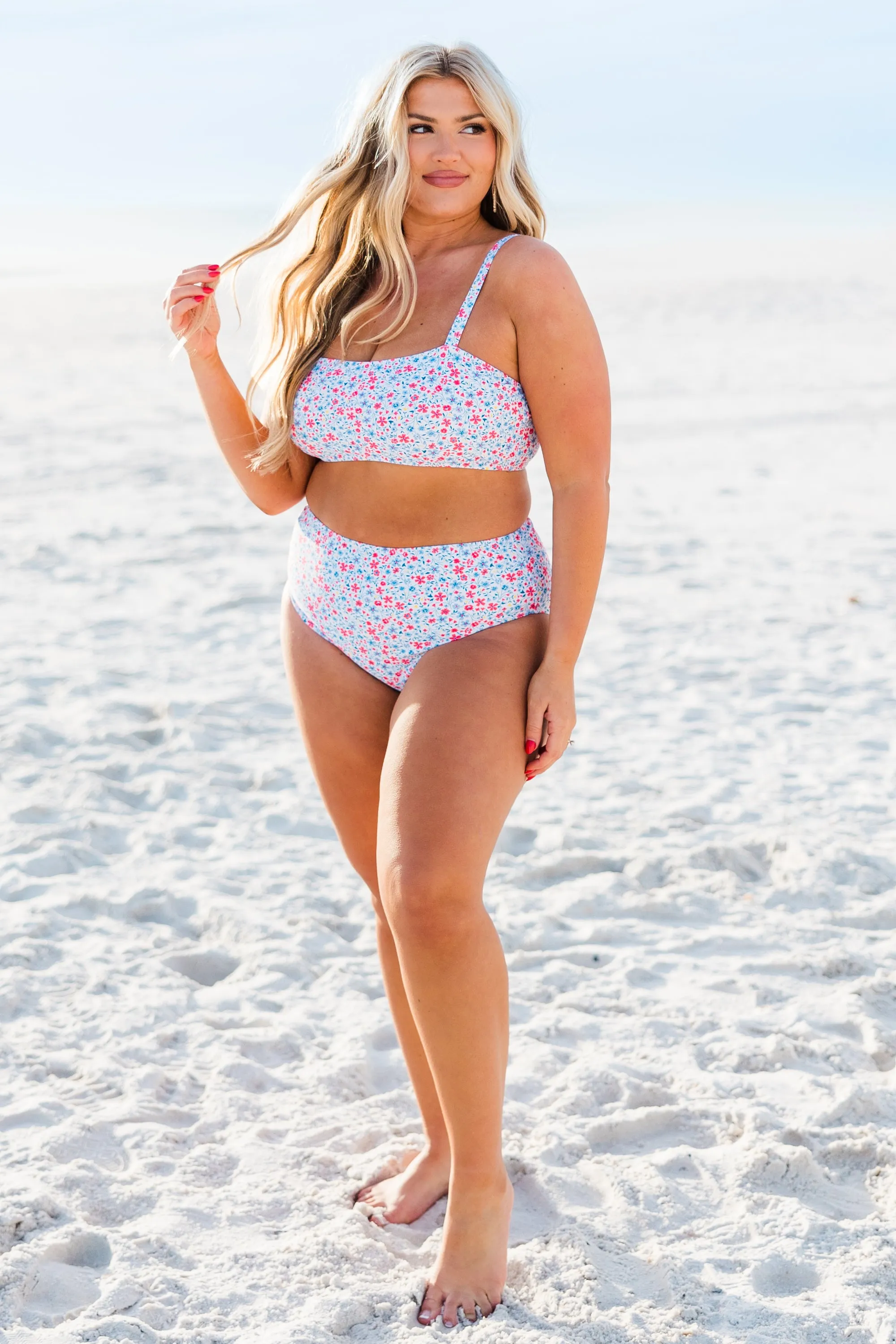 Lakeside Lover Swim Bottom, White Floral